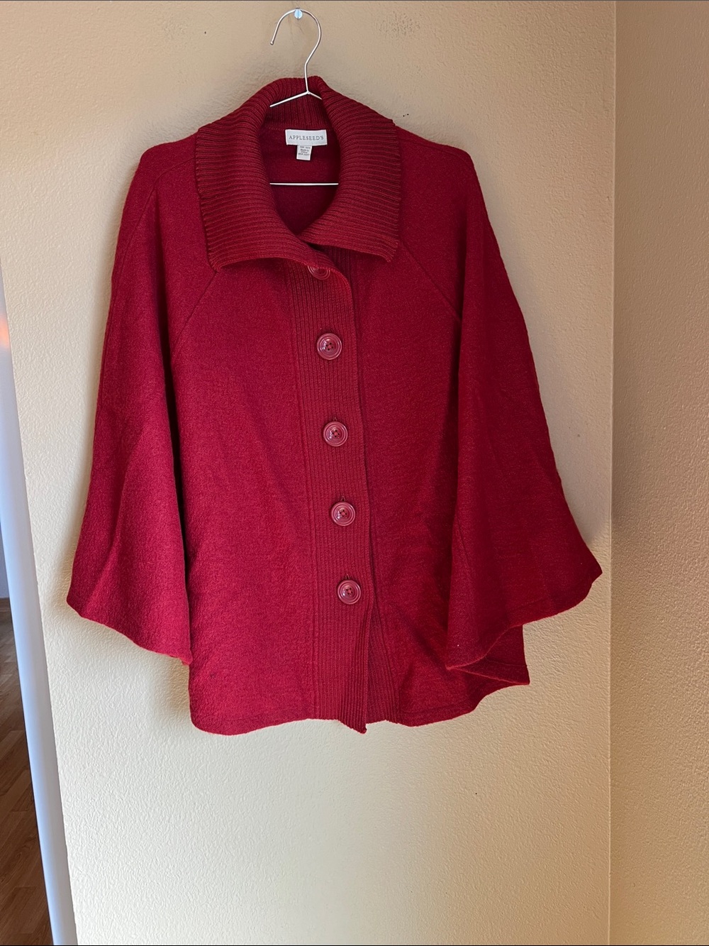 Appleseed’s Wool Cardigan Cape NWT One size